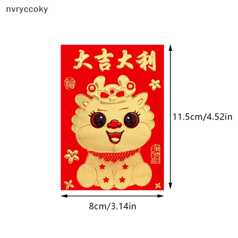 Set 6 Bao Lì Xì Đỏ Hình Rồng Hoạt Hình Trang Trí Năm Mới vn