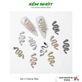 Set 5 charm rắn đính móng