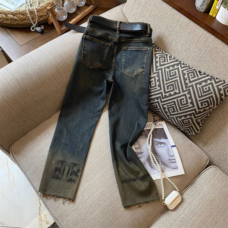 Quần jeans denim Lưng Cao Dáng Ôm Co Giãn Màu gradient Phong Cách Thời Trang Thu Đông Mới 2023