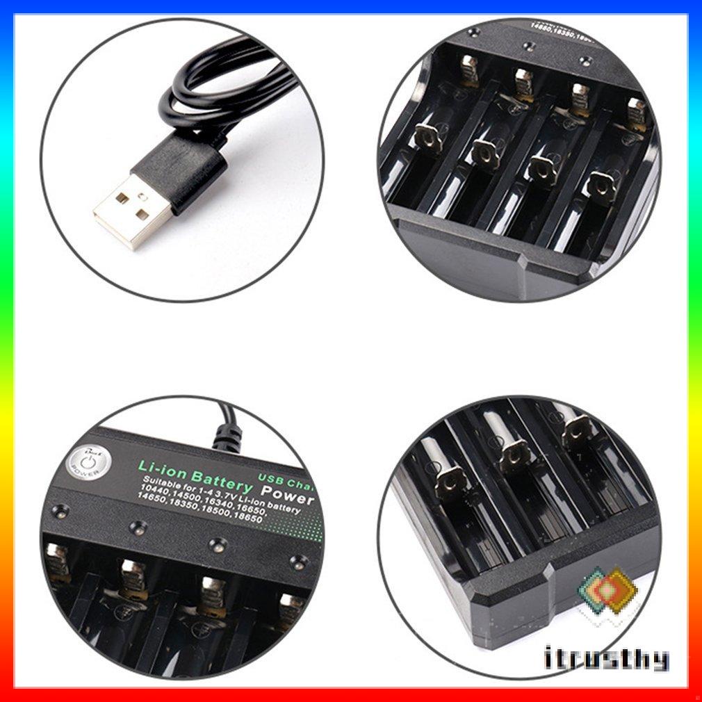 Bộ Sạc Pin Cho Pin 3.7V 18650 4 Cổng Sạc Pin Có Đầu Cắm USB Đa Năng Dụng Cụ Điện Phụ Kiện