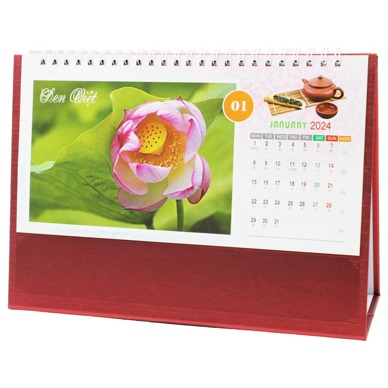 Lịch Bàn Chữ A 2024 - Sen Việt - Văn Khoa