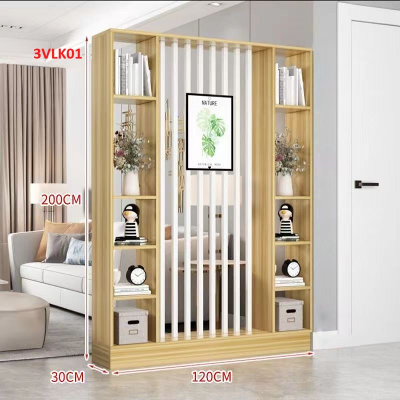 Vách ngăn phòng khách, nhà bếp bằng gỗ, vách ngă n liền kệ 3VLK01 - Nội thất lắp ráp Viendongadv
