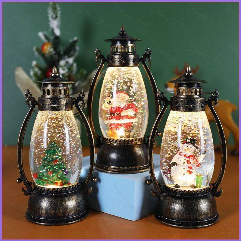 Bộ 2 Lồng Đèn Pha Lê Hình Ông Già Noel / Người Tuyết ty2 Để Bàn Trang Trí Giáng Sinh