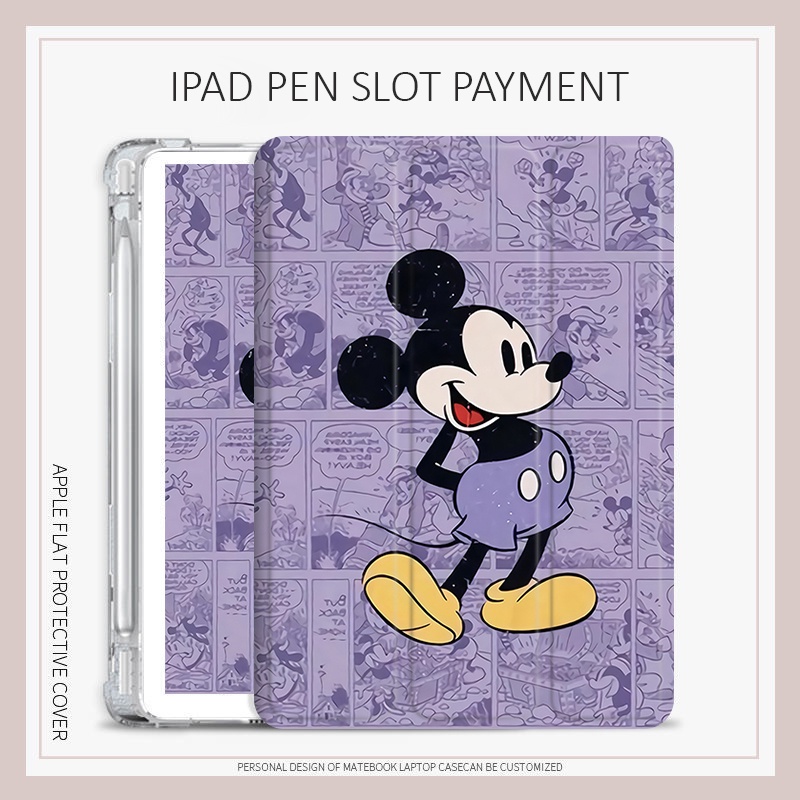 Bao Da Máy Tính Bảng Hình Chuột mickey Màu Tím Cho ipad ốp lưng ipad ốp ipad gen 10 ốp ipad gen 11 a