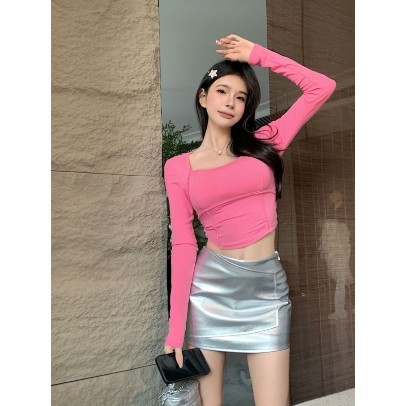 Áo Thun Tay Dài Hở Lưng Mùa Thu Quyến Rũ Cho Nữ