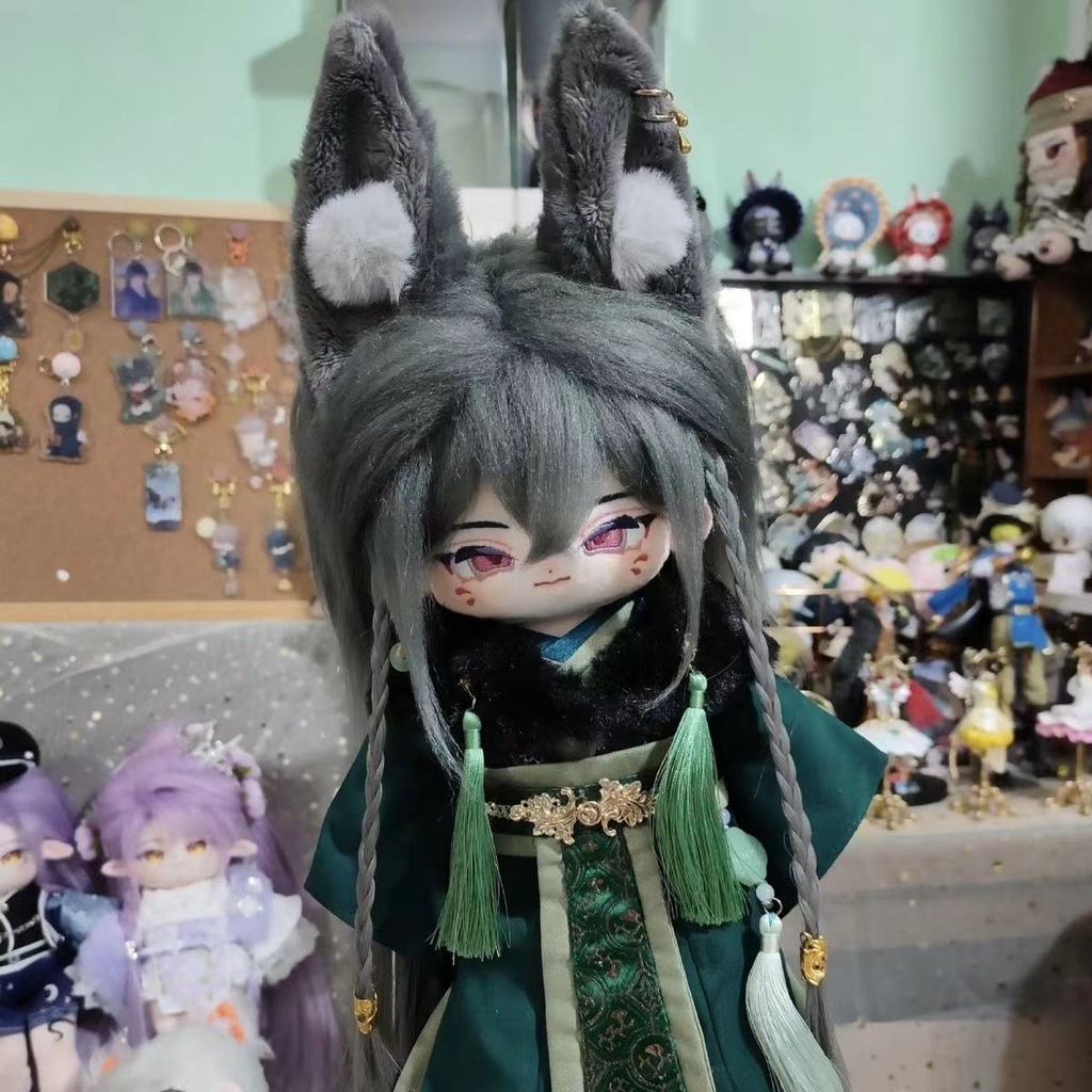 Búp Bê Nhồi Bông Hình Sói Nhỏ 20cm Tóc Lụa Nhiệt Độ Cao Dễ Thương Làm Quà Tặng Kỳ Nghỉ