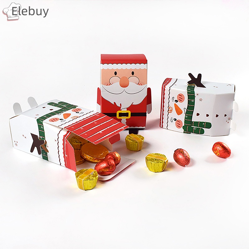 Set 10 Hộp Đựng Bánh Kẹo Hình Ông Già Noel 3d diy Trang Trí Nhà Cửa Dịp Giáng Sinh Năm Mới