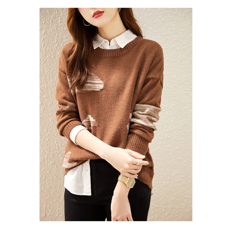 Thời Trang Áo sweater Dệt Kim Tay Dài Phong Cách Phương Tây Thời Trang Thu Đông 2023 Cho Nữ