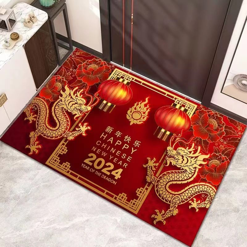 Thảm Chùi Chân Chống Trượt Hình Rồng Năm Mới