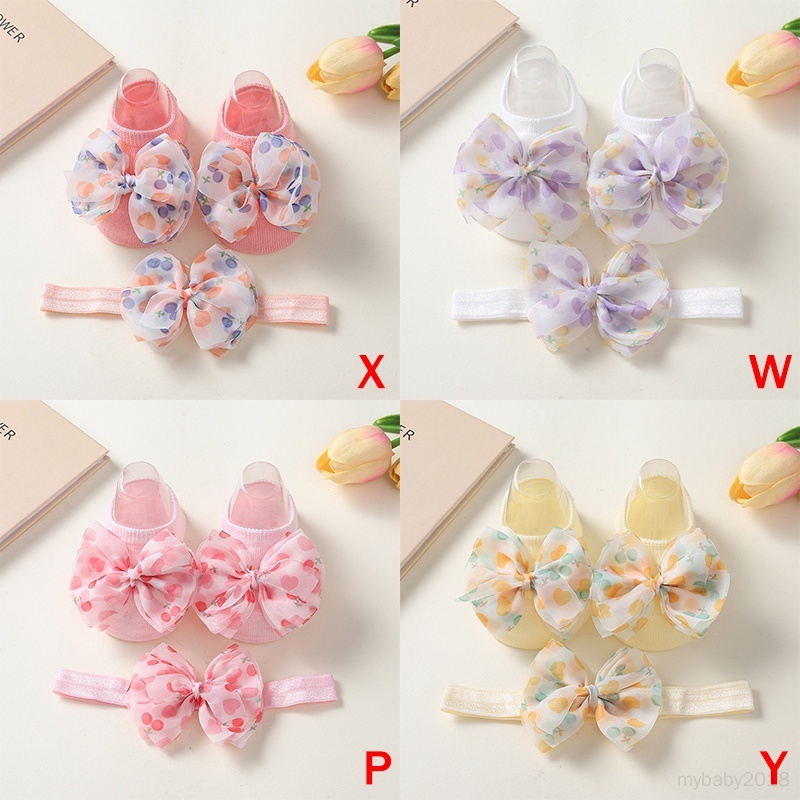 Set 2 Đôi Vớ cotton Mềm Đính Nơ Dễ Thương Cho Bé Gái