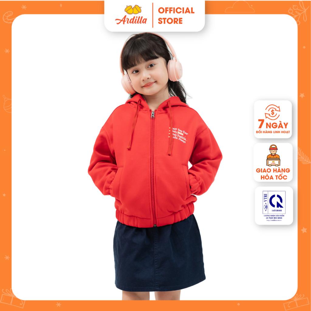 Áo Hoodie có mũ kéo khóa bé gái ARDILLA vải nỉ dày dặn, giữ nhiệt tốt, màu sắc xinh xắn cho bé 6-11 tuổi KB8607HD