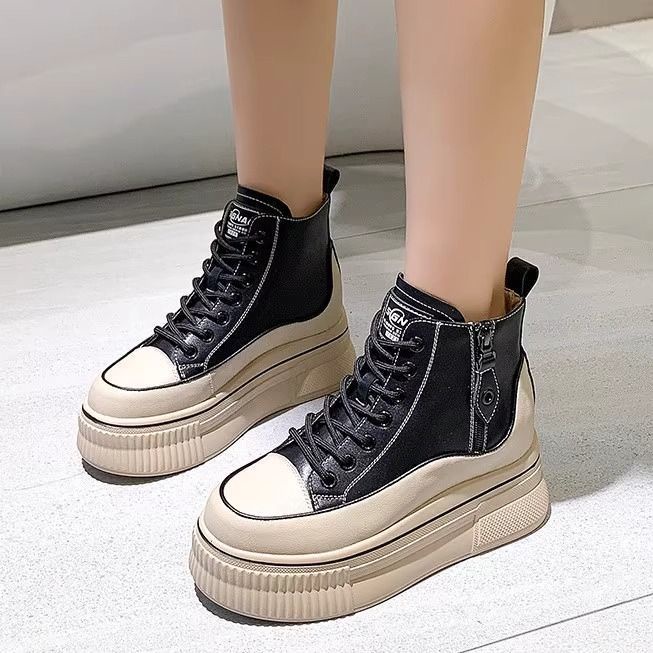 Giày Bốt martin Cổ Cao Đế Dày 7cm2023 Phong Cách Anh Quốc Thời Trang Mùa Thu Cho Nữ