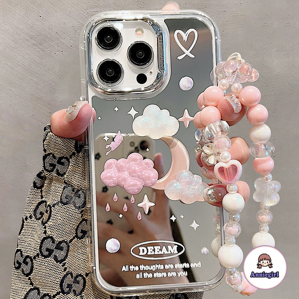 Ôp Điện Thoại acrylic Cứng Có Gương Trang Điểm Hình Đám Mây 3d Cho iphone 11 14 pro max 15 7 plus 8 plus 13 pro max 12 x xs xr Ốp