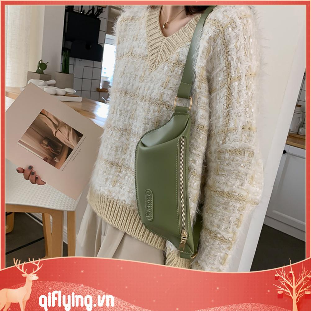 Túi Đeo Hông Nhỏ Bằng Da pu Màu Trơn Thời Trang Thường Ngày Cho Nữ