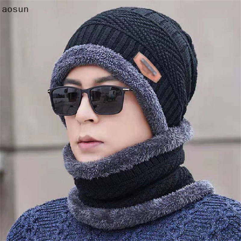 Aosun Mũ beanie Kèm Khăn Choàng Cổ Giữ Ấm Mùa Đông Cho Nam Và Nữ