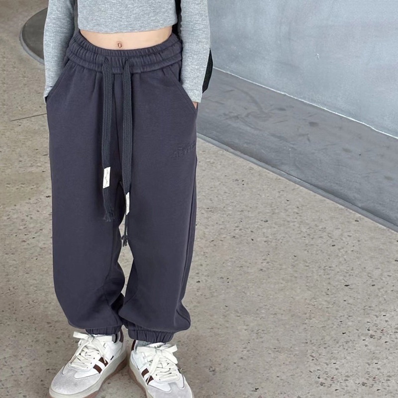 Iq Quần Legging Dáng Rộng Màu Trơn Thời Trang Xuân Thu Phong Cách Hàn Quốc Cho Bé Gái