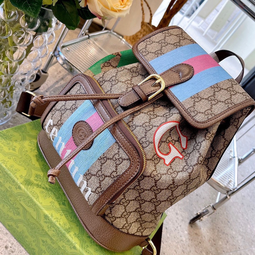 GUCCI star same backpack handsome men's and women's same backpack graffiti backpack