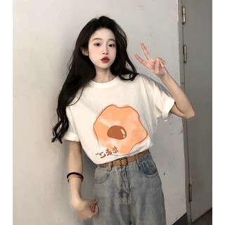 Áo thun nữ form rộng Guguno cotton cổ tròn in basic (A)