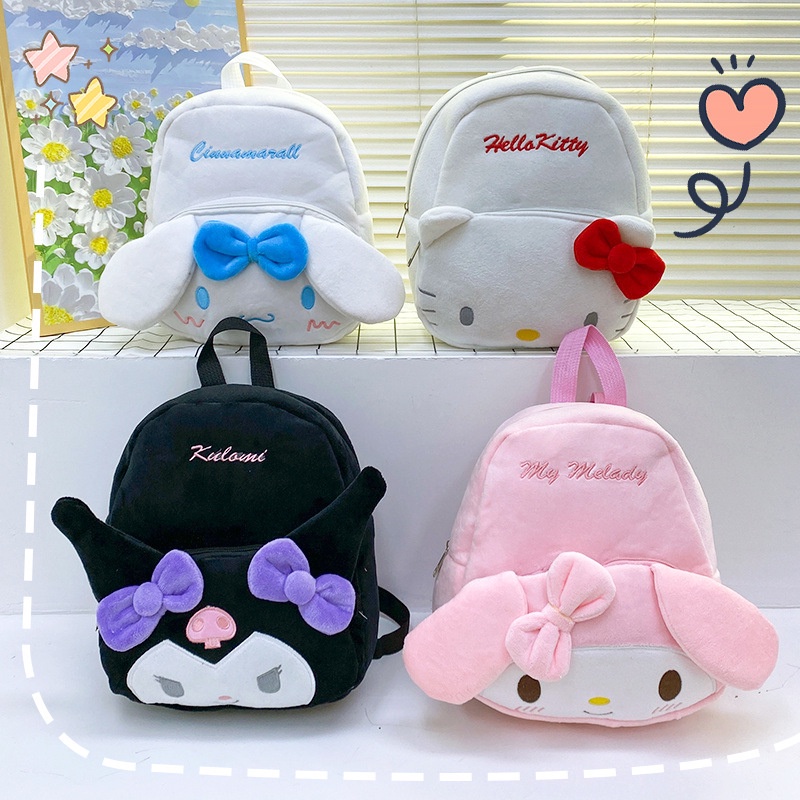 Ba Lô Đeo Vai Hình cinnamoroll / Hello Kitty Nhồi Bông 26cm Sức Chứa Lớn kuromi Dễ Thương Cho Bé / Túi Xách / Vali mymelody sanrio