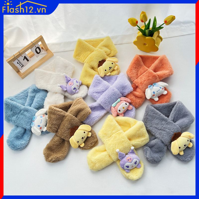 Khăn quàng cổ Cinnamoroll sang trọng dễ thương dành cho trẻ em Kuromi My Melody Soft Girls Phim hoạt hình Khăn quàng cổ dày dành cho trẻ em flash12_vn