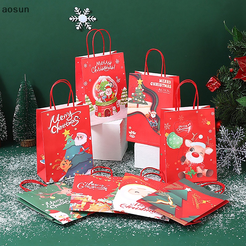 Aosun Túi Giấy kraft Đựng Quà Giáng Sinh Hình Ông Già Noel Tuần Lộc Dễ Thương