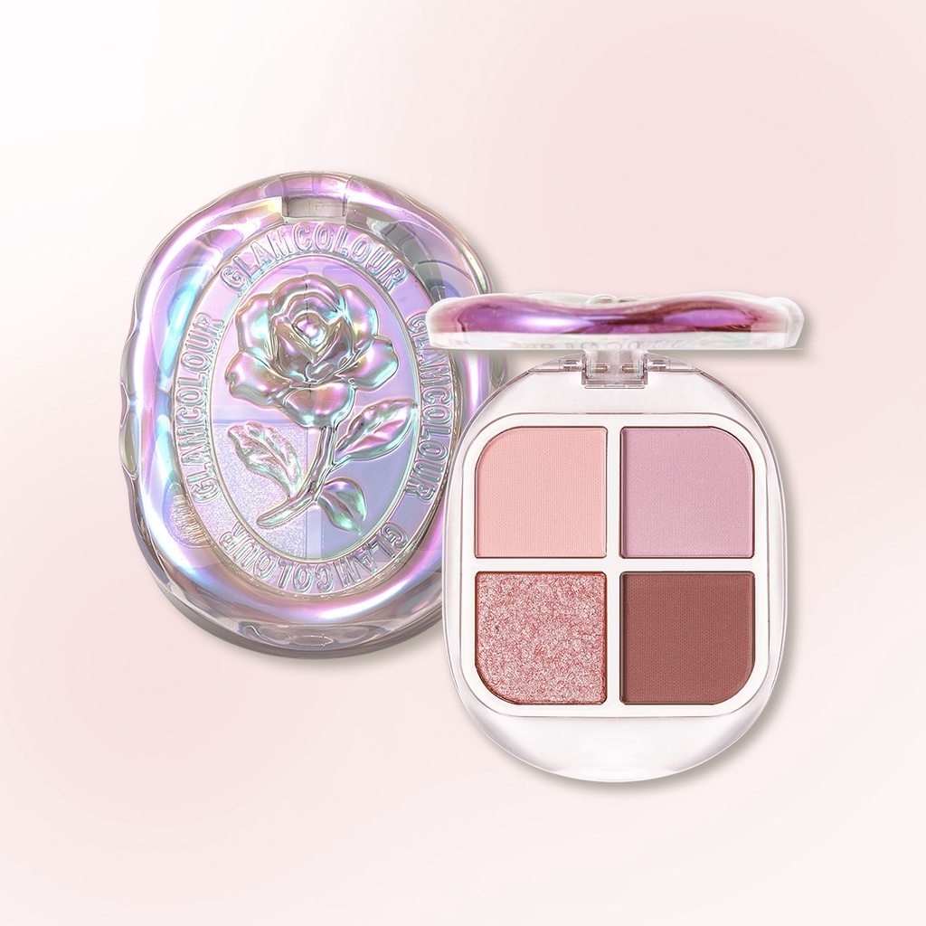 Enamel Bảng Phấn Mắt 4 Màu Lì Và Ánh Nhũ Kết Hợp Trang Điểm Mắt Nổi Bật