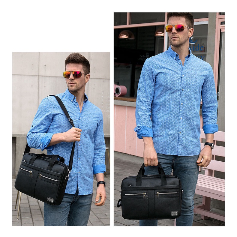 Túi da nam VĂN PHÒNG laptop 15 inch Men KDT01  Da WUAS phối da thật