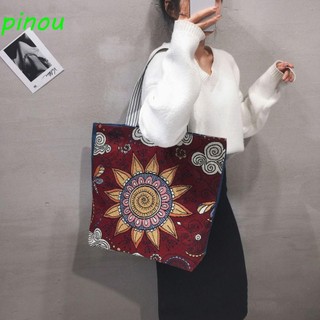Túi xách vải canvas cỡ lớn thêu họa tiết hoa và bướm phong cách dân tộc hợp thời trang cho nữ