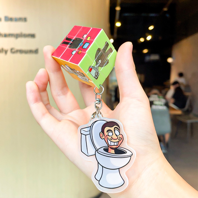 Skibidi Móc Khóa Hình Khối Rubik 3x3