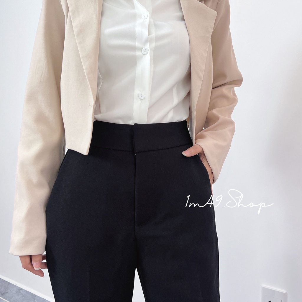 Quần Tây Cạp Cao Chất Tuyết Mưa Khóa Cài P128