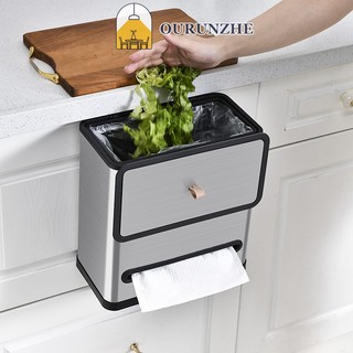 Thùng Rác Vuông Bằng Thép Không Gỉ Có Nắp Mở Tự Động