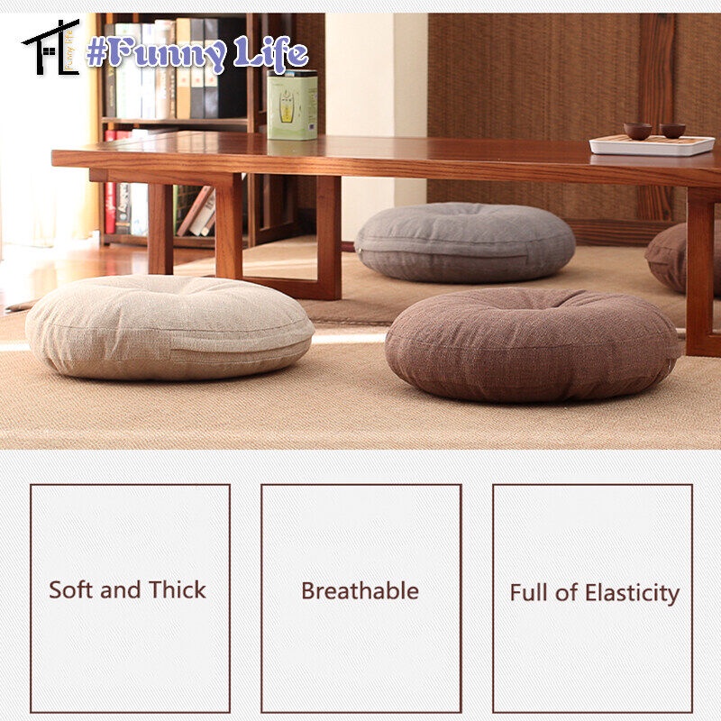 Đệm Ngồi Thiền tatami Nhật Bản Hình Tròn Cỡ Lớn Bằng Vải Lanh cotton Thoáng Khí Năm 2023