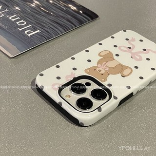 Ốp Điện Thoại Hai Lớp Họa Tiết Gấu Dễ Thương Cho iphone15 14 13 11 12promax 11promax 12pro 14plus 15promax zlhh