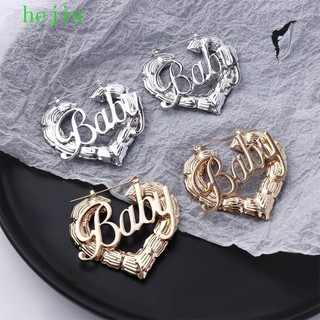 Hejiu Khuyên Tai Tròn Họa Tiết Chữ Thời Trang Dành Cho Nữ