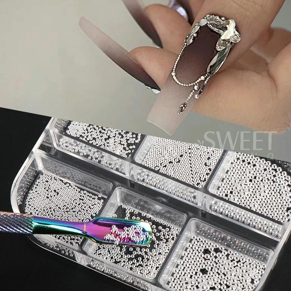 Hạt Xâu 6 Lỗ Bằng Thép Không Gỉ 0.6-2mm Tự Trang Trí Móng Tay