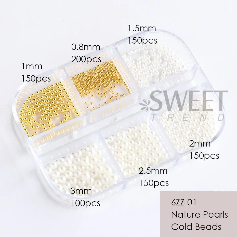 Hạt Xâu 6 Lỗ Bằng Thép Không Gỉ 0.6-2mm Tự Trang Trí Móng Tay