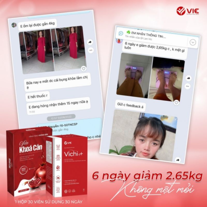 Giảm cân Vichi ++ viên uống thảo mộc tư nhiên an toàn chính hãng dành cho cơ địa khó giảm