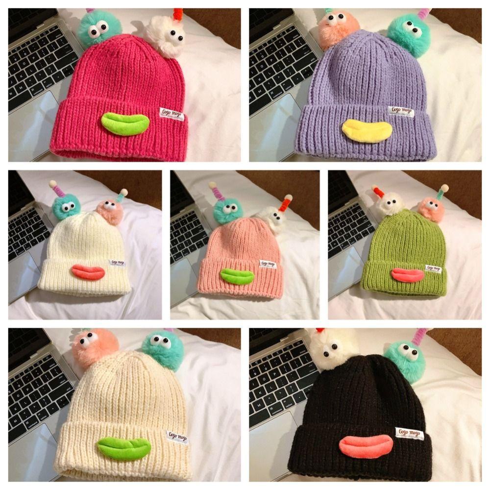 Mũ Len beanie Hình Xúc Xích Hoạt Hình Vui Nhộn Màu Kẹo Ngọt Thời Trang Thu Đông
