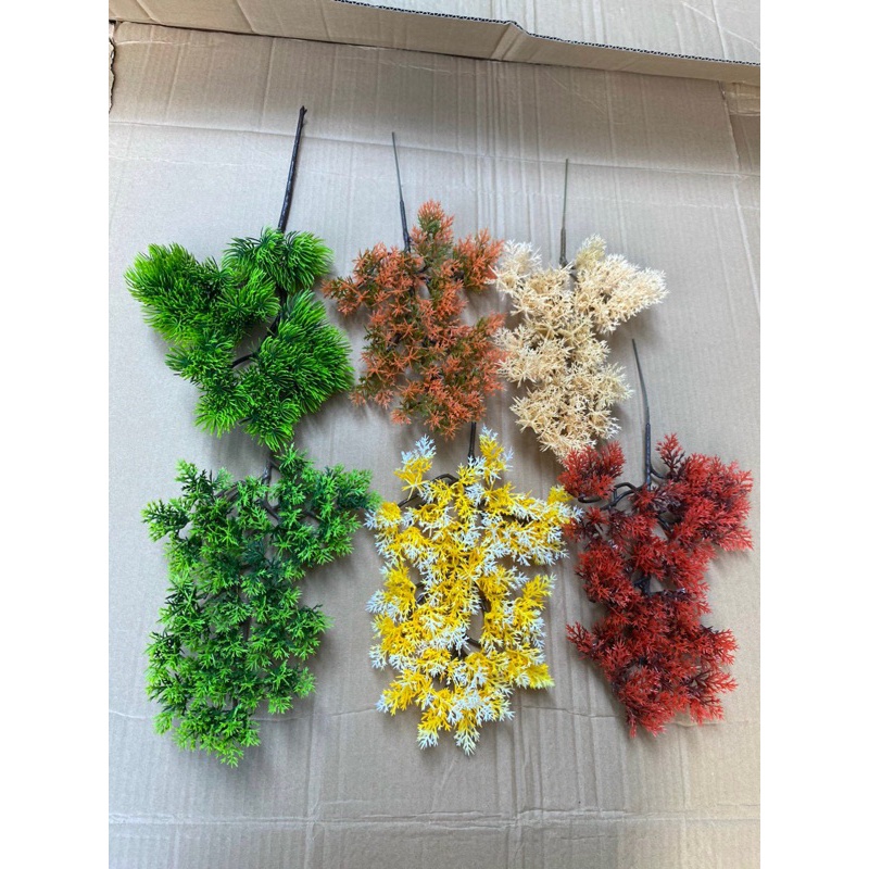 Hoa giả - Ảnh thật-Cành tùng giả, cành thông làm cây trang trí,cụm lá tùng la hán làm cây bonsai,decor tiểu cảnh 2 mẫu