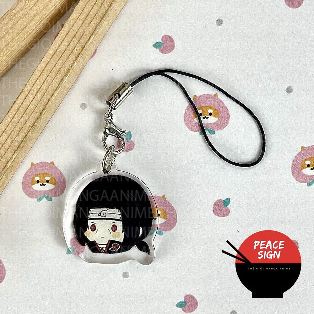 Móc dây treo điện thoại IN HÌNH NARUTO SHIPPUDEN ver FACE CHIBI mica trong acrylic móc khóa trang trí