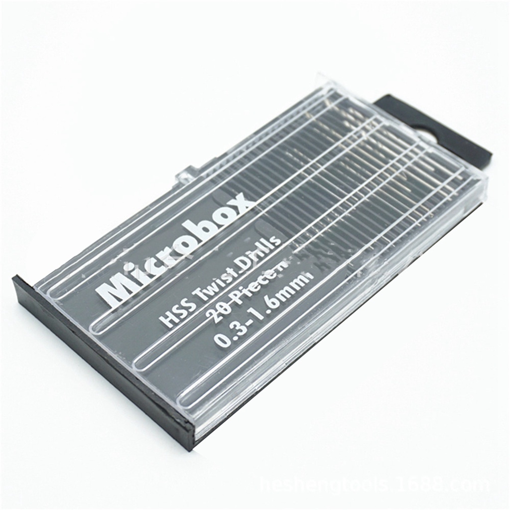 PunkyRabbit 20 Mũi khoan xoắn HSS thẳng mũi nhỏ có hộp nhựa để sửa chữa gia đình
