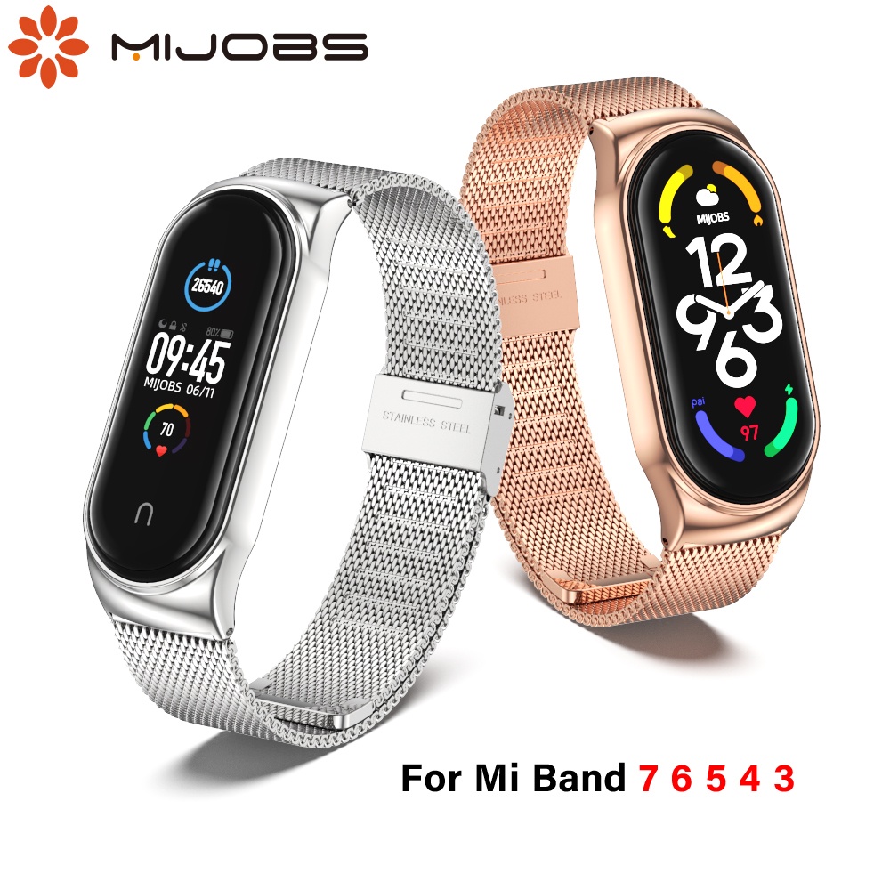 Mijobs Dây Đeo Thay Thế Bằng Thép Không Gỉ Dành Cho mi band 7 miband 3 mi band 4 xiaomi mi band 5 nf