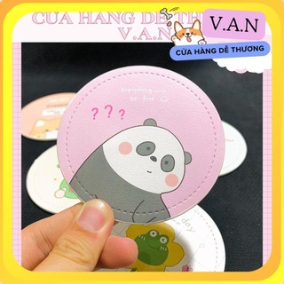 Gương tai gấu, tai thỏ, tai mèo tròn mini bỏ túi đáng yêu nhiều họa tiết một mặt