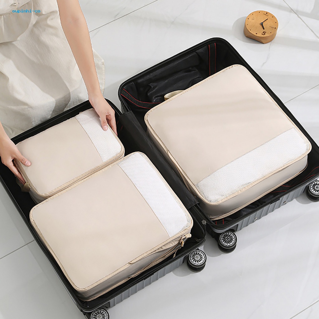 Bộ 3 / 4 Túi Đựng Hành Lý / Đồ Dùng Chống Thấm Nước Có Khóa Kéo Tiện Dụng
