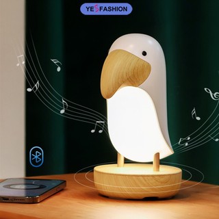 Yesfashion Loa bluetooth Kiêm Đèn Ngủ Để Bàn Bằng Gỗ Hình Chú Chim Sạc usb