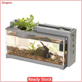 Qt- bể cá mini betta bộ lọc nước êm ái để bàn văn phòng / bể cá cảnh