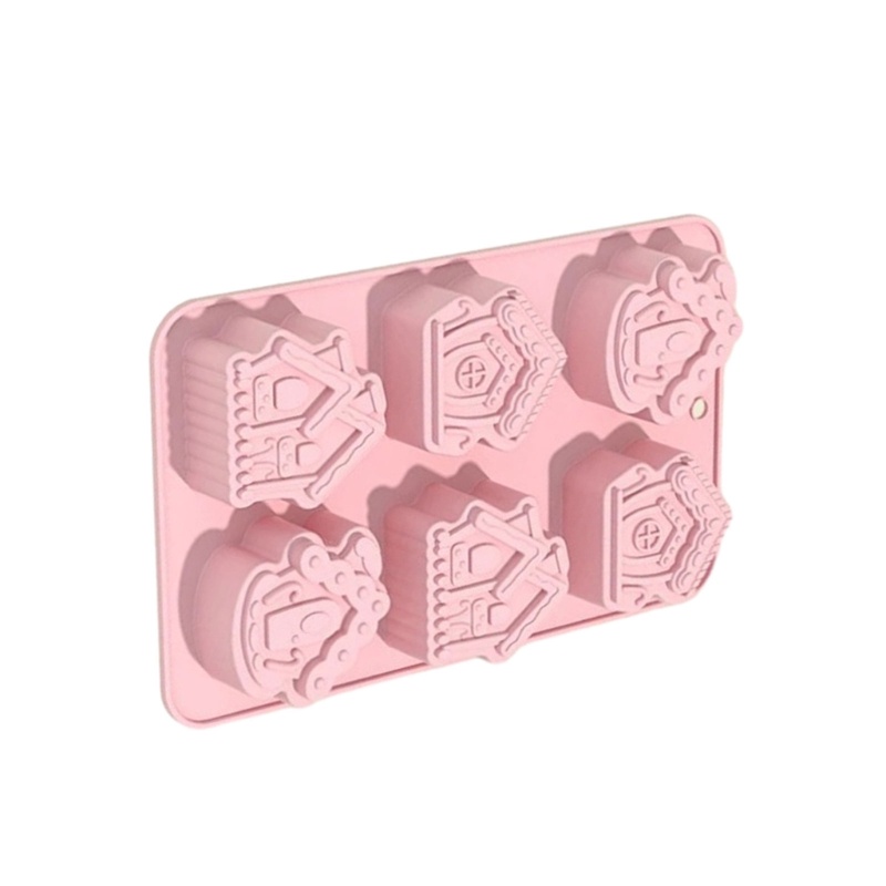 Khuôn silicone Tạo Hình Làm Bánh Kẹo Hình Ngôi Nhà 6 Ngăn diy