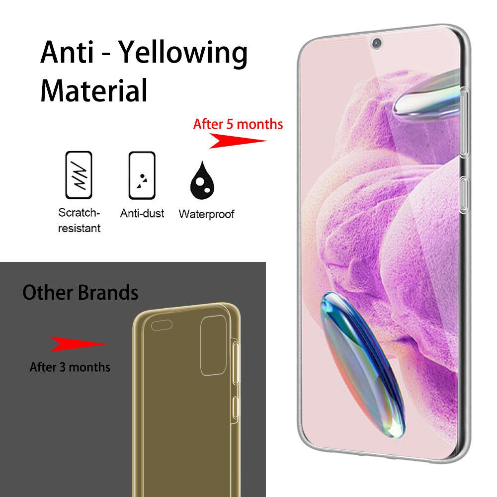 360° Ốp Điện Thoại Silicone Cứng Trong Suốt Hai Mặt Cho xiaomi redmi note 12s note 12 pro speed 12 4g note12 pro 5g note12s 12pro