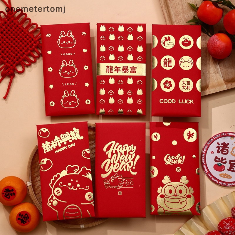 Onemetertomj Set 6 Bao Lì Xì Hình Rồng Đỏ May Mắn Cho Năm Mới 2024