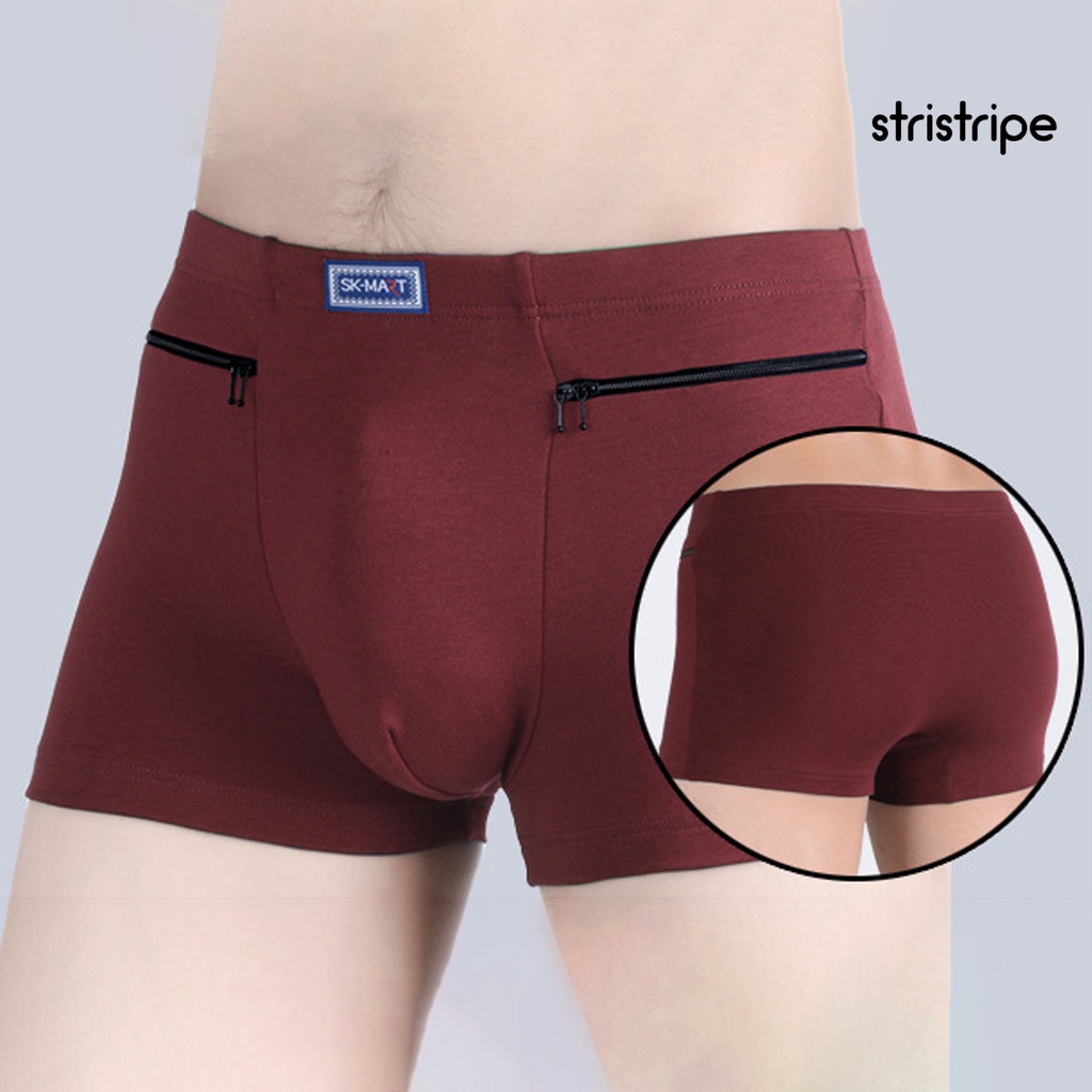 Quần Lót Chữ u Màu Trơn Có Túi Khóa Kéo Chống Trộm Cho Nam